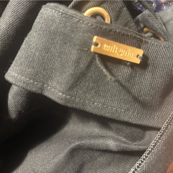 new Cult Gaia Maka black denim straight neck fit and flare midi dress - Picture 7 of 8